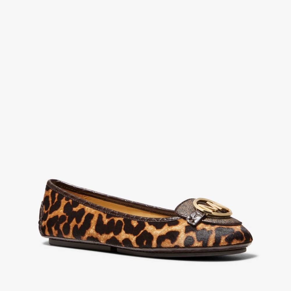 Michael Kors Lillie Leopard Print Calf Hair Moccasin Flats
